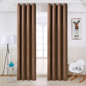 TEKAMON Thermal Insulated Blackout Grommet Curtains for Living Room/Bedroom (Dark Brown)