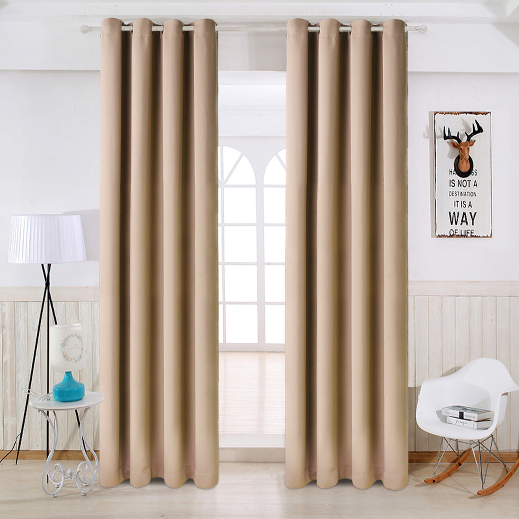 TEKAMON Thermal Insulated Blackout Grommet Curtains for Living Room/Bedroom (Camel)
