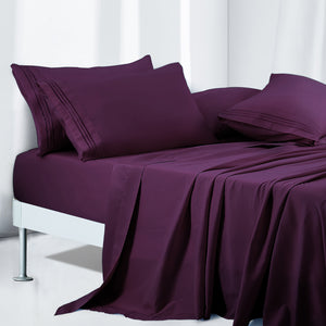 Microfiber Bed Sheet Set - Made Of 1800 Thread Count 100% Microfiber Polyester - Extra Deep Pocket - Stain Resistant, Warm, Breathable And Hypoallergenic - 3/4 Piece (Purple) - TEKAMON