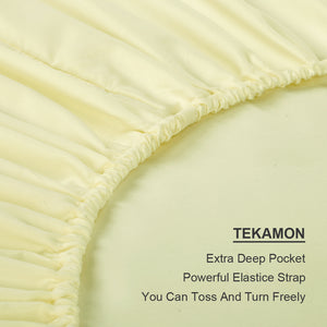 Microfiber Bed Sheet Set - Made Of 1800 Thread Count 100% Microfiber Polyester - Extra Deep Pocket - Stain Resistant, Warm, Breathable And Hypoallergenic - 3/4 Piece (Ivory) - TEKAMON