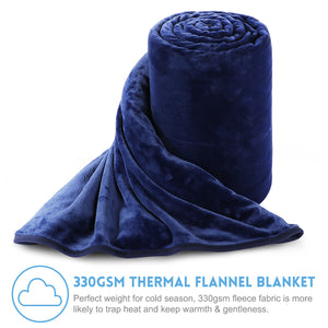 Fleece Blanket Super Soft Warm Extra Silky Lightweight Bed Blanket, Couch Blanket, Travelling and Camping Blanket (Navy Blue)