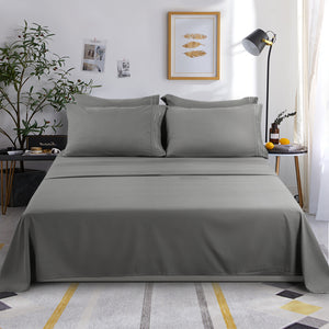 Microfiber Bed Sheet Set - Made Of 1800 Thread Count 100% Microfiber Polyester - Extra Deep Pocket - Stain Resistant, Warm, Breathable And Hypoallergenic - 3/4 Piece (Grey) - TEKAMON