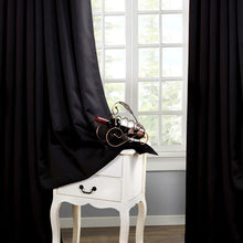 TEKAMON Thermal Insulated Blackout Grommet Curtains for Living Room/Bedroom (Black)