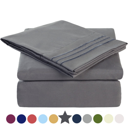 Microfiber Bed Sheet Set - Made Of 1800 Thread Count 100% Microfiber Polyester - Extra Deep Pocket - Stain Resistant, Warm, Breathable And Hypoallergenic - 3/4 Piece (Dark Grey) - TEKAMON