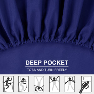 Microfiber Bed Sheet Set - Made Of 1800 Thread Count 100% Microfiber Polyester - Extra Deep Pocket - Stain Resistant, Warm, Breathable And Hypoallergenic - 3/4 Piece (Royal Blue) - TEKAMON