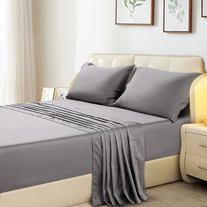 Microfiber Bed Sheet Set - Made Of 1800 Thread Count 100% Microfiber Polyester - Extra Deep Pocket - Stain Resistant, Warm, Breathable And Hypoallergenic - 3/4 Piece (Grey) - TEKAMON