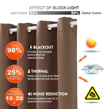 TEKAMON Thermal Insulated Blackout Grommet Curtains for Living Room/Bedroom (Dark Brown)